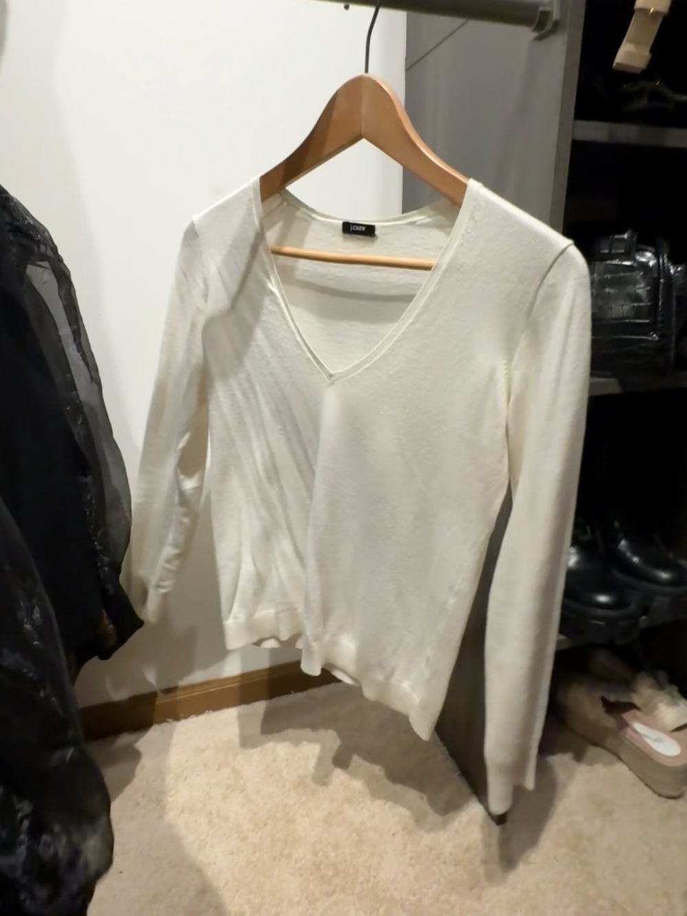 J. Crew Ivory V-Neck Women's Sweater